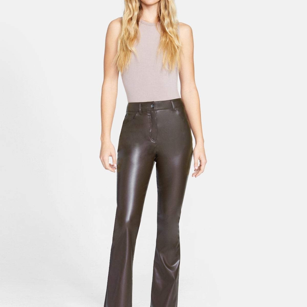 Stylish Faux Leather Flare Pants